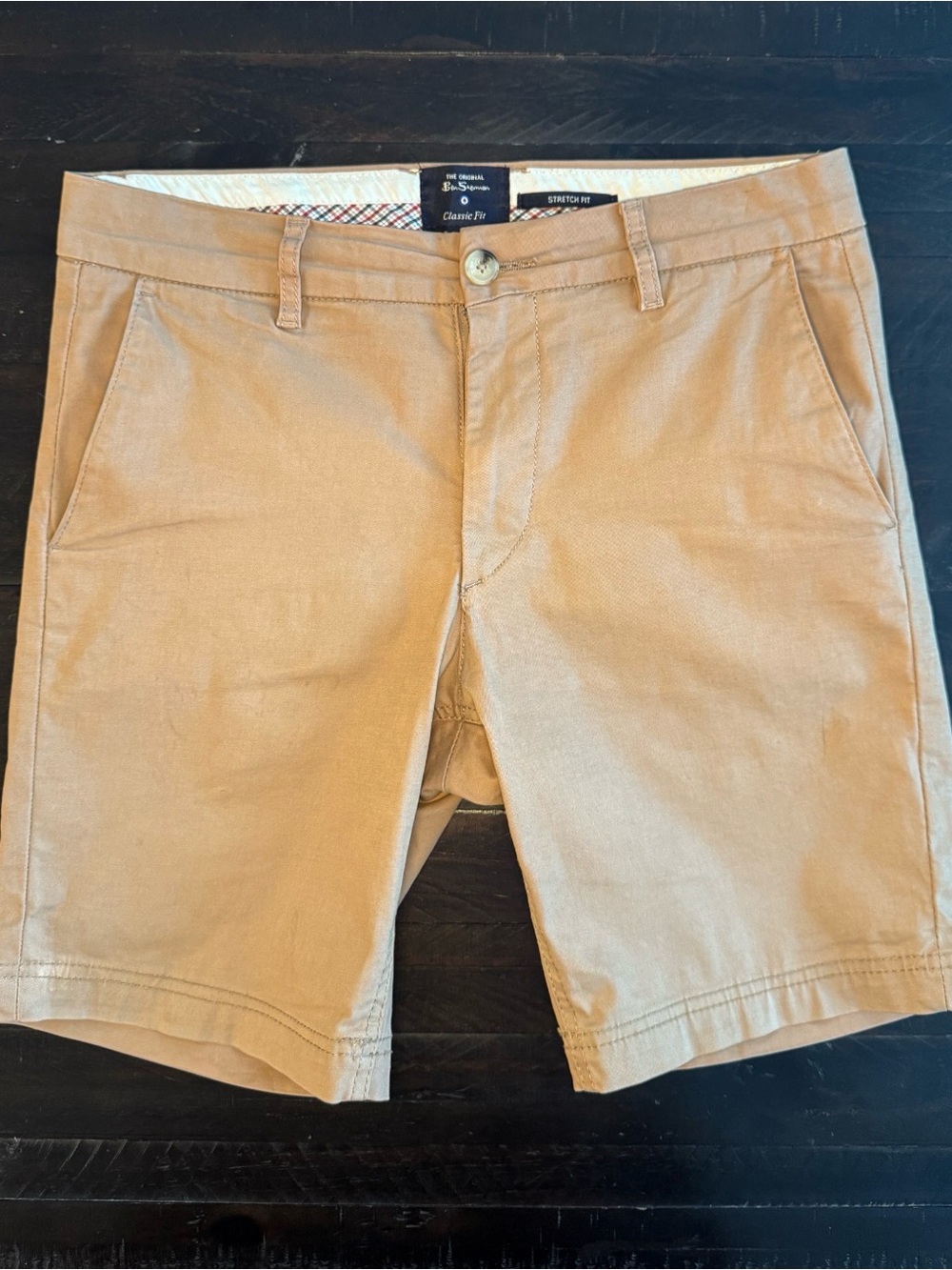 Ben Sherman Men's Flat Front Chino Shorts in Tan
